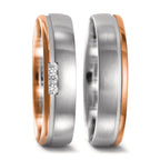 Partnerringe 750/18K hvidguld, 750/18K rødguld Diamant 0.045 ct, 3 Sten , w-si