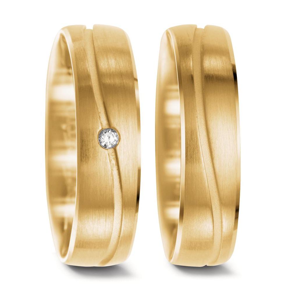 Partnerringe 750/18K guld Diamant 0.02 ct, w-si
