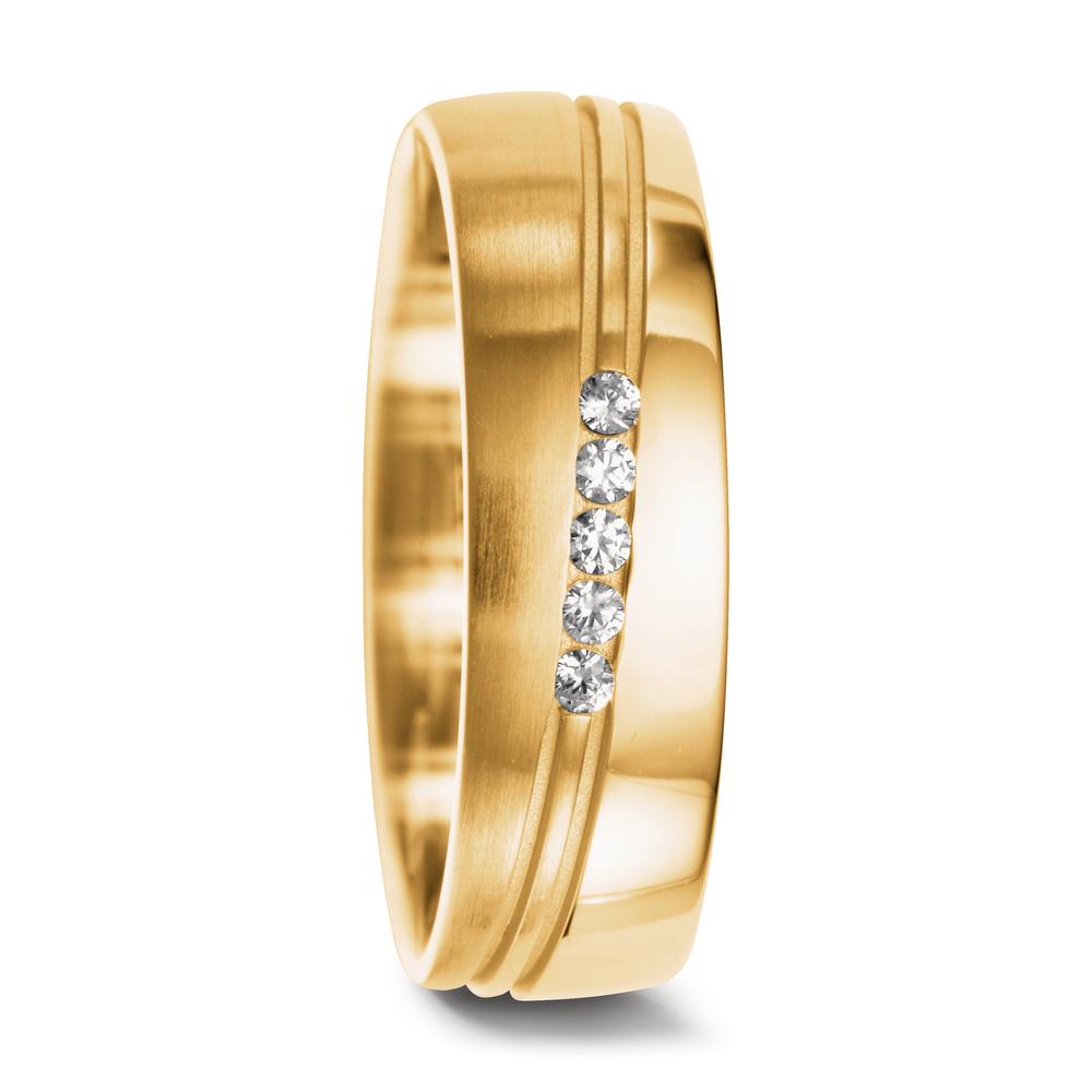 Partnerringe 750/18K guld Diamant 0.075 ct, 5 Sten , w-si