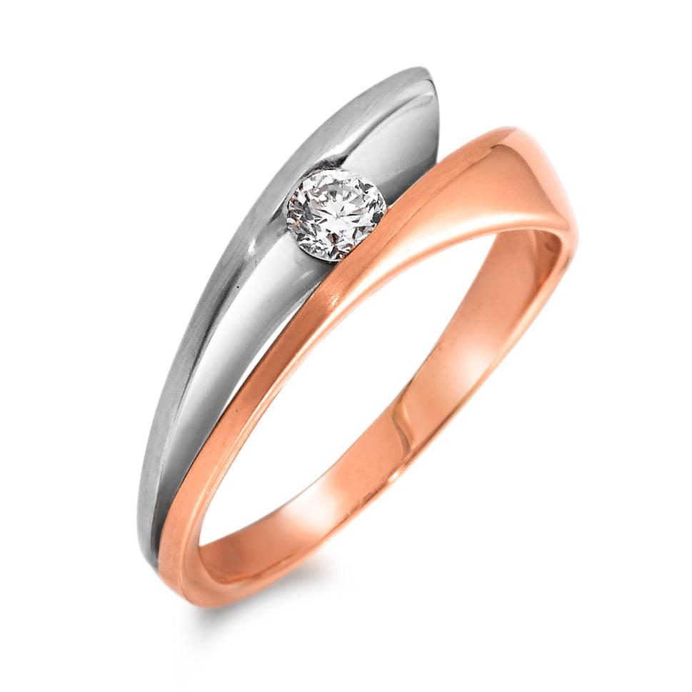 Ringe 750/18K rødguld, 750/18K hvidguld Diamant 0.15 ct, w-si