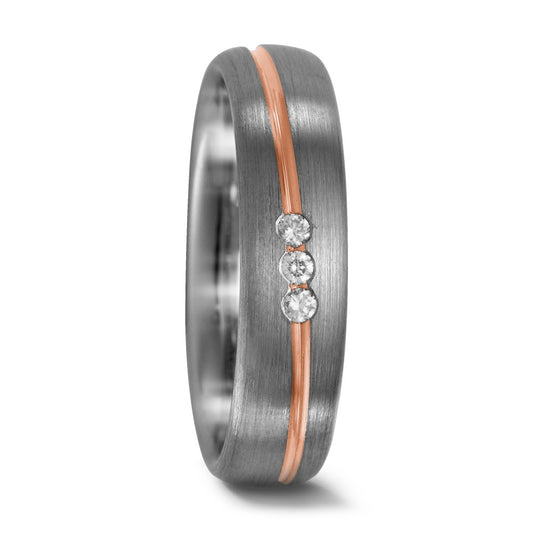 Partnerringe 500 palladium, 750/18K rødguld Diamant 0.045 ct, 3 Sten , w-si