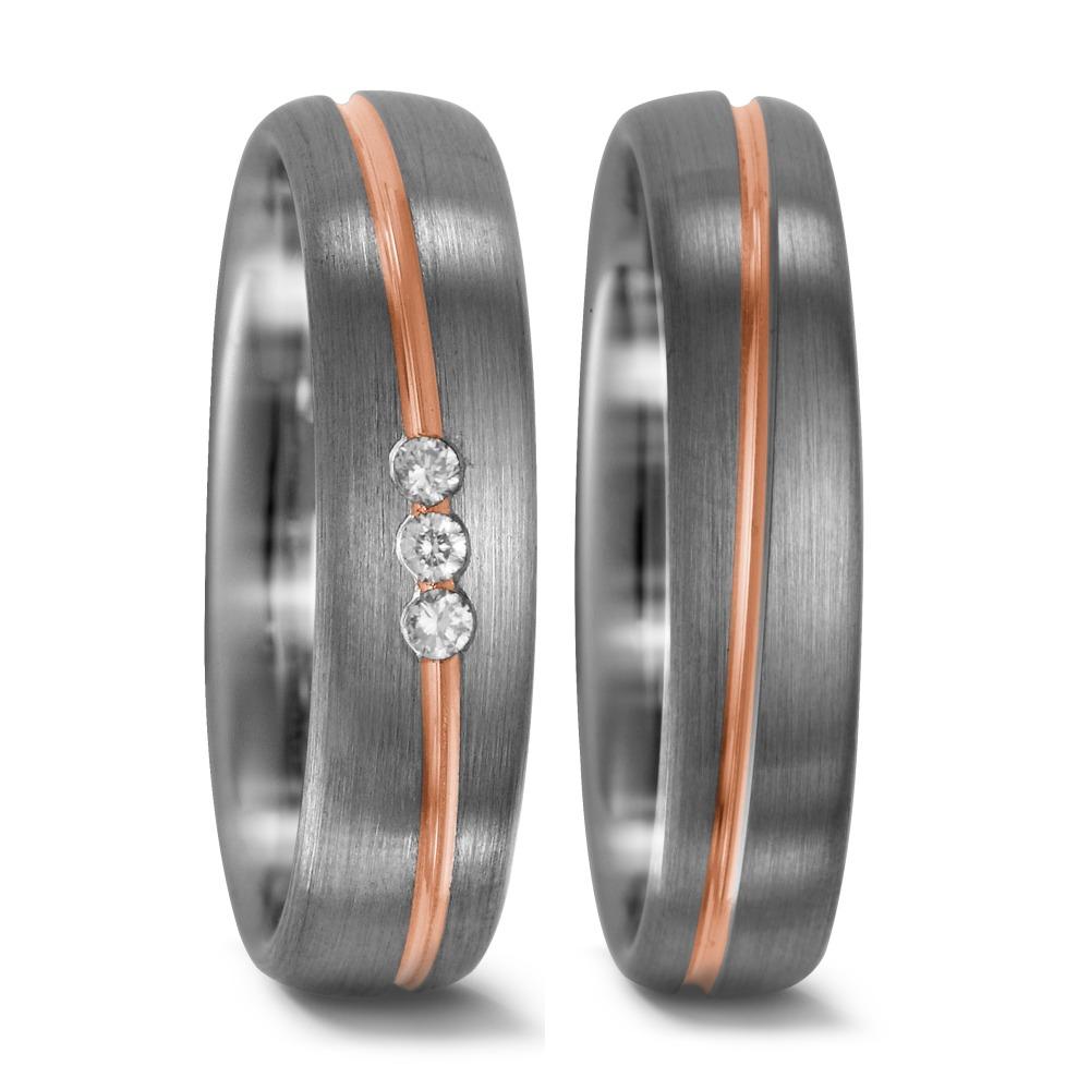 Partnerringe 500 palladium, 750/18K rødguld