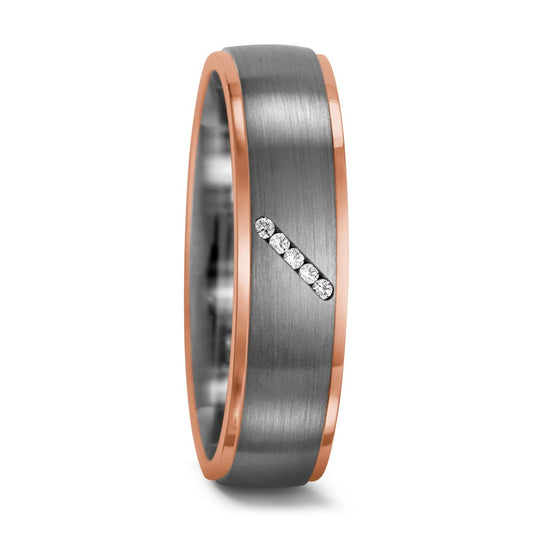 Ringe 950 palladium, 750/18K rødguld Diamant 0.025 ct, 5 Sten , tw-vsi