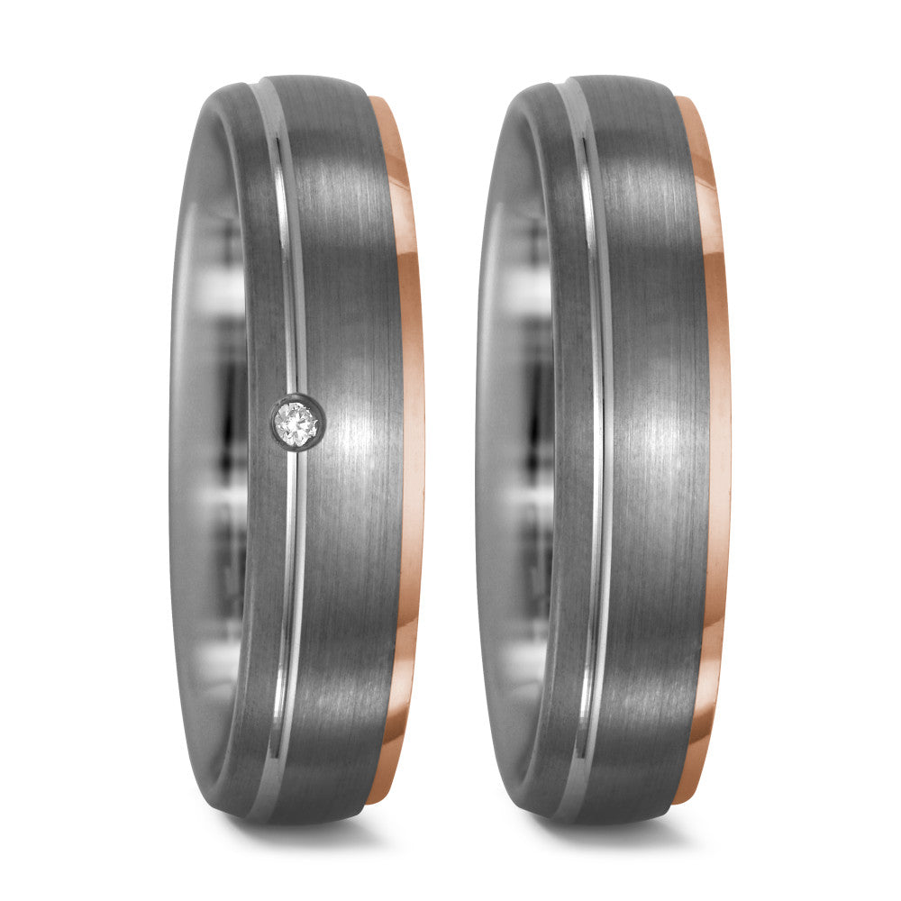 Ringe 950 palladium, 750/18K rødguld Diamant 0.015 ct, tw-vsi