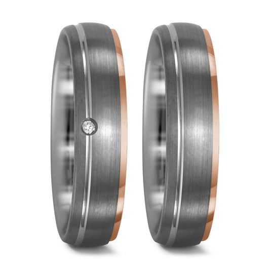 Ringe 950 palladium, 750/18K rødguld Diamant 0.015 ct, tw-vsi