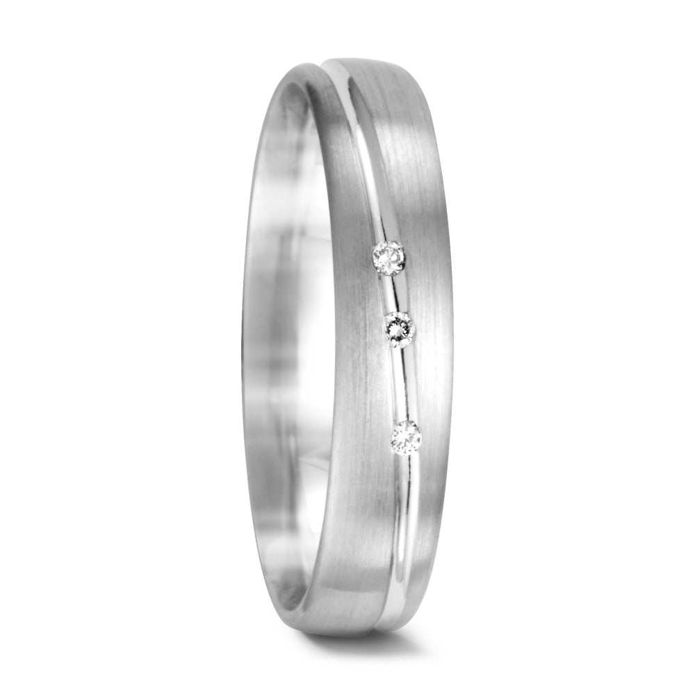 Partnerringe 750/18K hvidguld Diamant 0.018 ct, 3 Sten , w-si