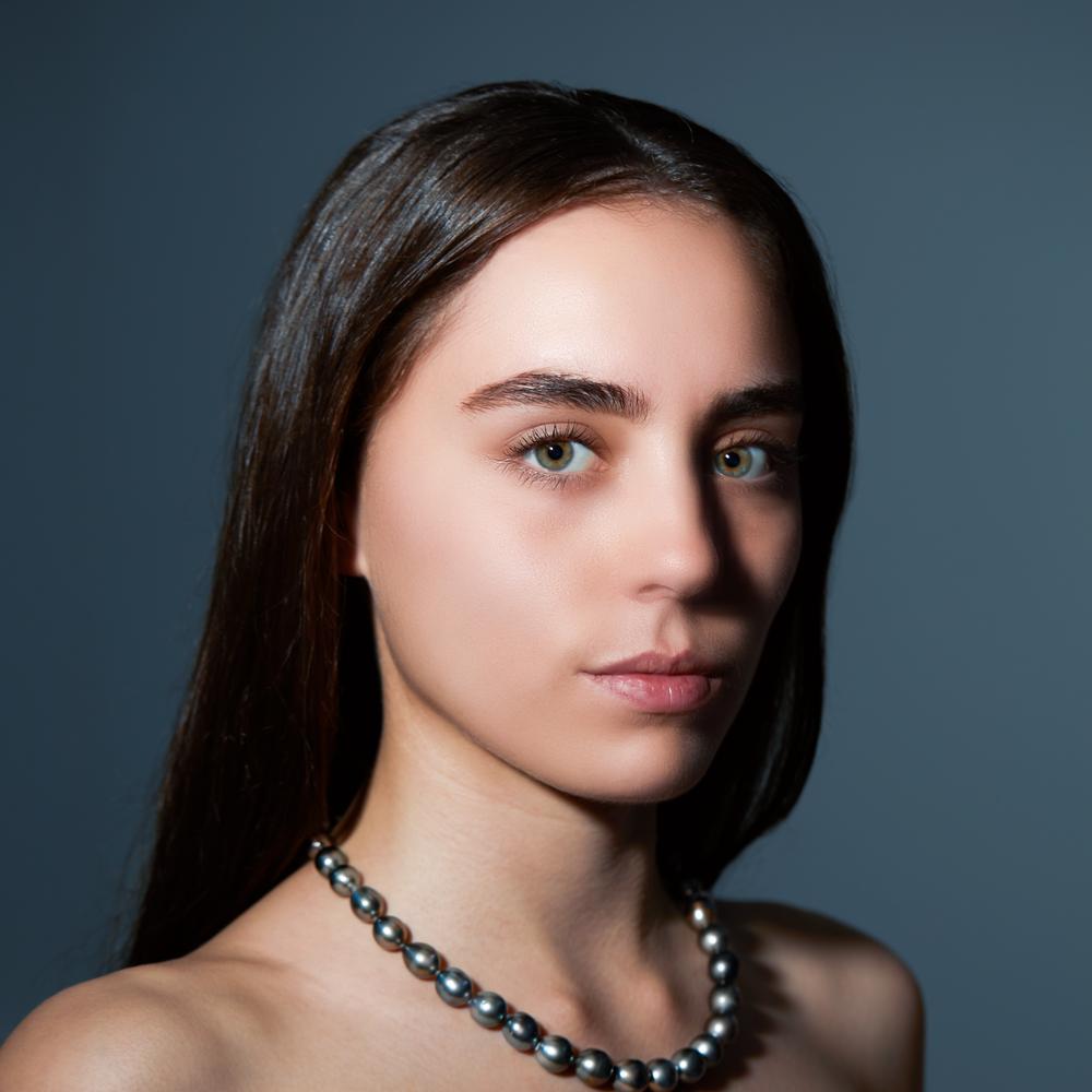 Collier 750/18K hvidguld Tahitisk perle 9-10 mm 45 cm