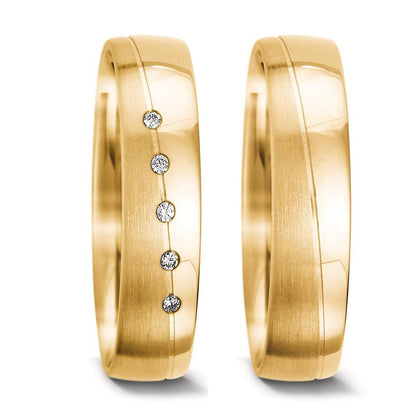 Partnerringe 750/18K guld Diamant 0.025 ct, 5 Sten , tw-vsi