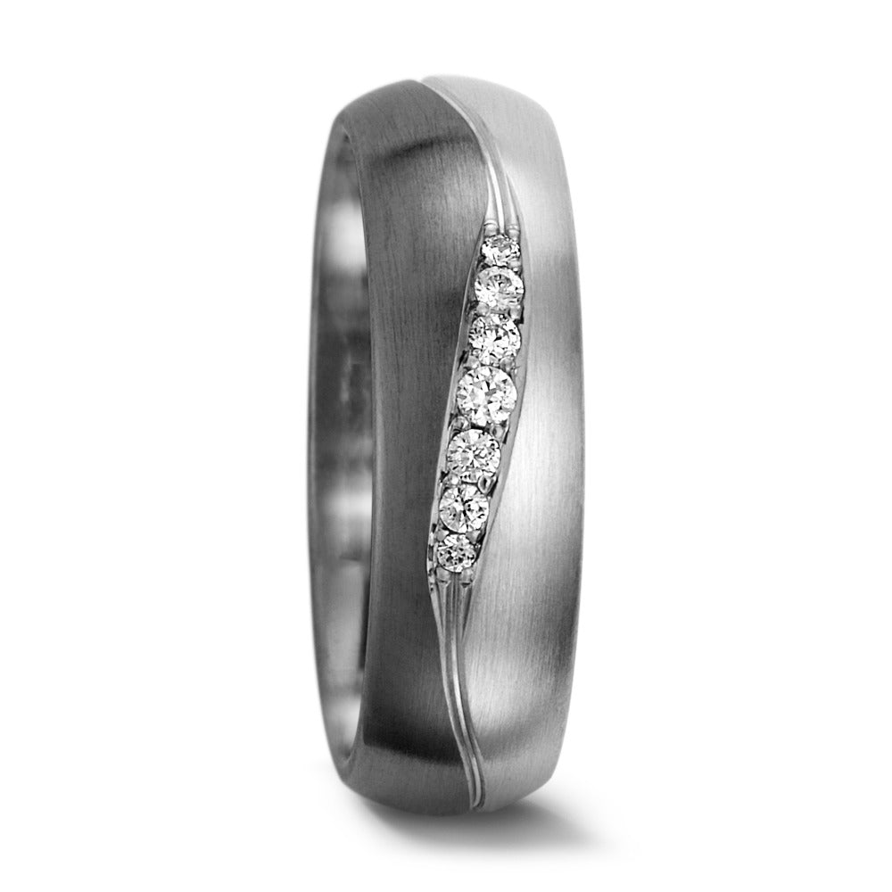Partnerringe 500 palladium, 375/9K hvidguld Diamant 0.08 ct, 7 Sten , tw-vsi