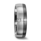 Partnerringe 500 palladium, 375/9K hvidguld Diamant 0.075 ct, 3 Sten , tw-vsi