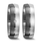 Partnerringe 375/9K hvidguld, 500 palladium Diamant 0.01 ct, tw-vsi