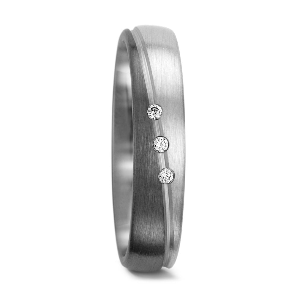 Partnerringe 500 palladium, 375/9K hvidguld Diamant 0.045 ct, 3 Sten , tw-vsi