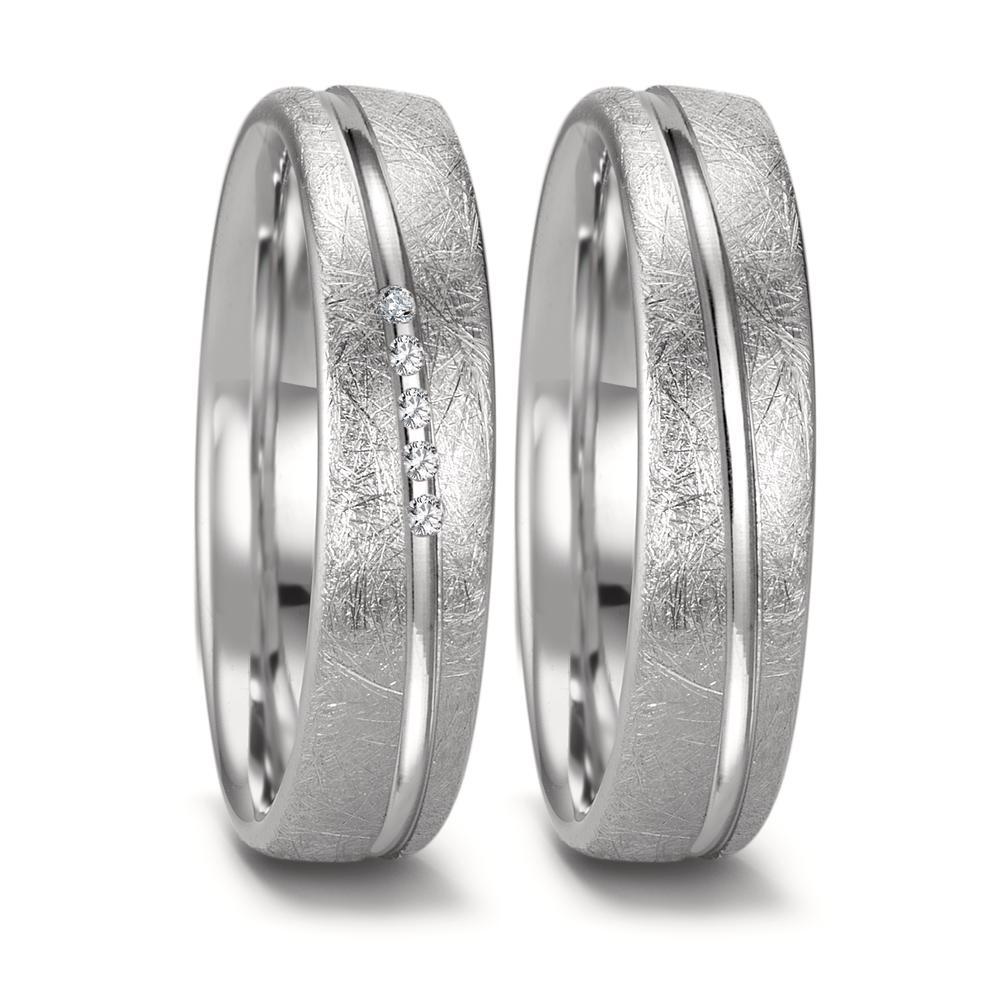 Partnerringe 750/18K hvidguld Diamant 0.025 ct, 5 Sten , tw-si