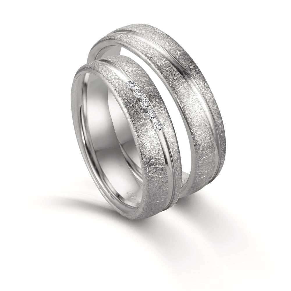 Partnerringe 750/18K hvidguld Diamant 0.025 ct, 5 Sten , tw-si