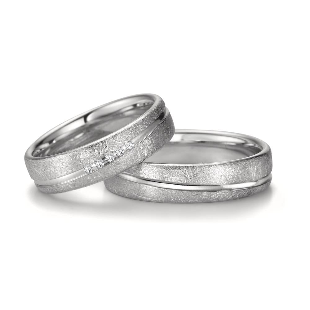 Partnerringe 750/18K hvidguld Diamant 0.025 ct, 5 Sten , tw-si