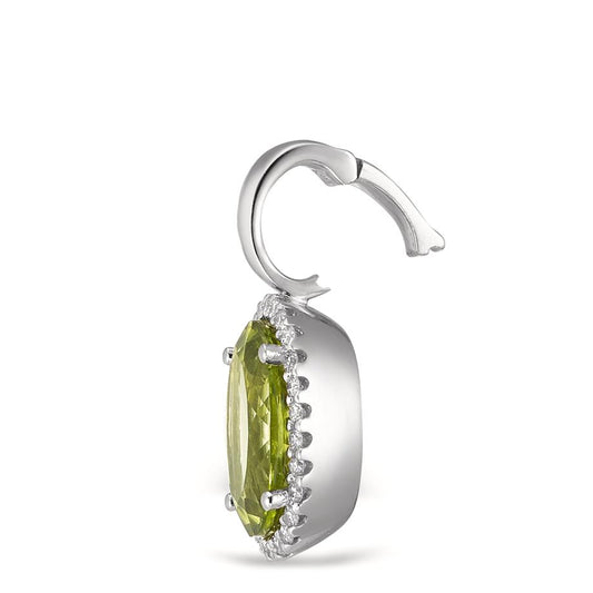 Vedhæng 750/18K hvidguld Peridot grøn , [oval], Diamant hvid , 0.15 ct, 26 Sten , tw-vsi