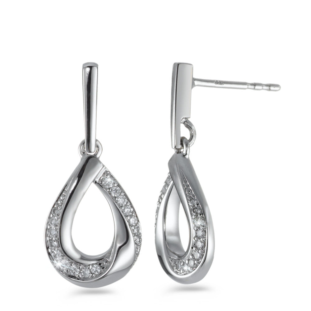 Øreringe 750/18K hvidguld Diamant hvid , 0.16 ct, 34 Sten , [Brillant], w-si