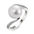 Ringe 750/18K hvidguld Diamant hvid , 0.15 ct, 22 Sten , [Brillant], w-si Ferskvands kulturperle, 22 Perler, 9.5 mm