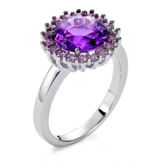 Ringe 750/18K hvidguld Ametyst violet, Safir violet , 18 Sten