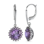 Øreringe 750/18K hvidguld Ametyst violet , 38 Sten
