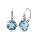 Øreringe 750/18K hvidguld Topas blå , 2 Sten, Diamant 0.09 ct, 6 Sten , [Brillant], w-si