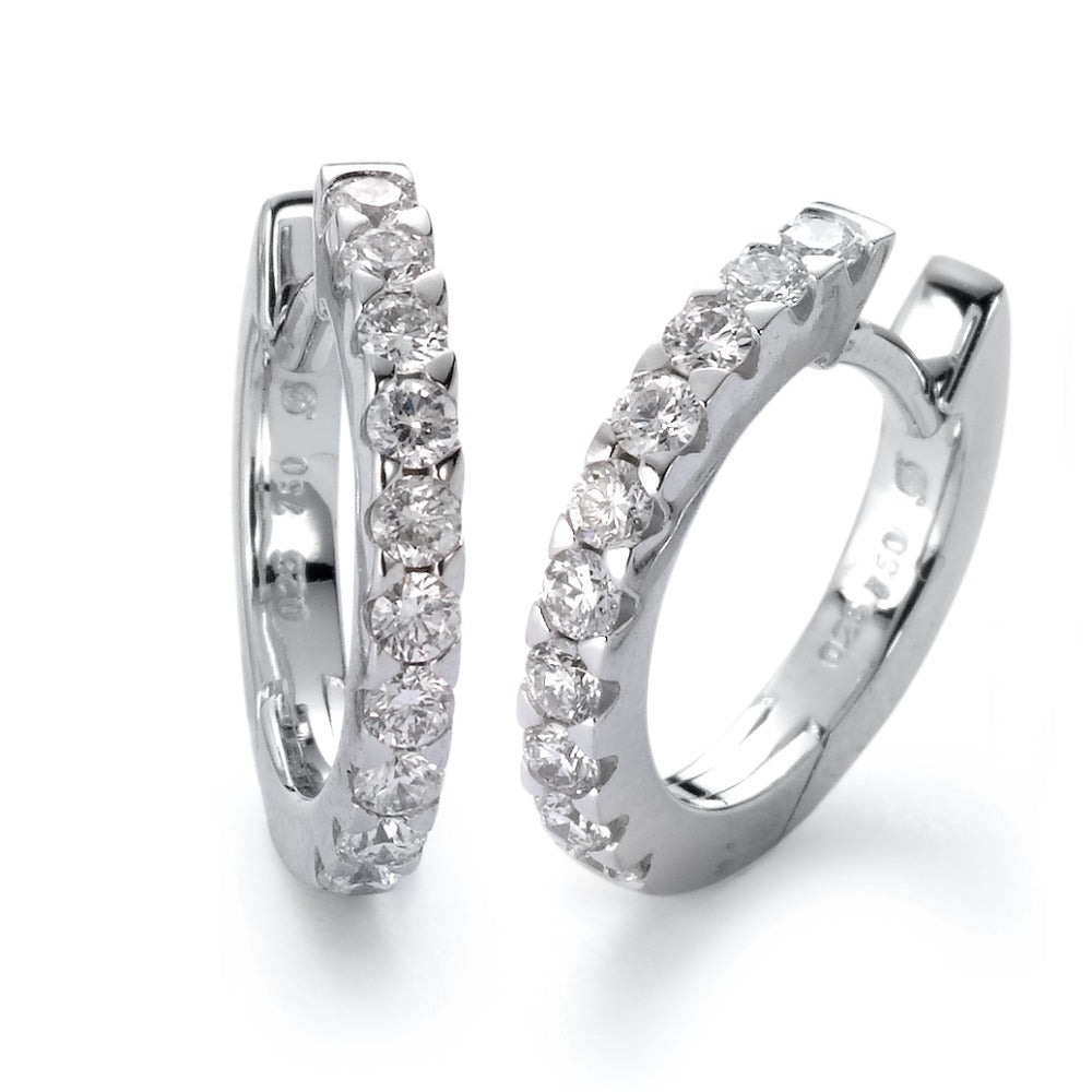 Click kreoler 750/18K hvidguld Diamant hvid , 0.50 ct, 20 Sten , [Brillant], w-si
