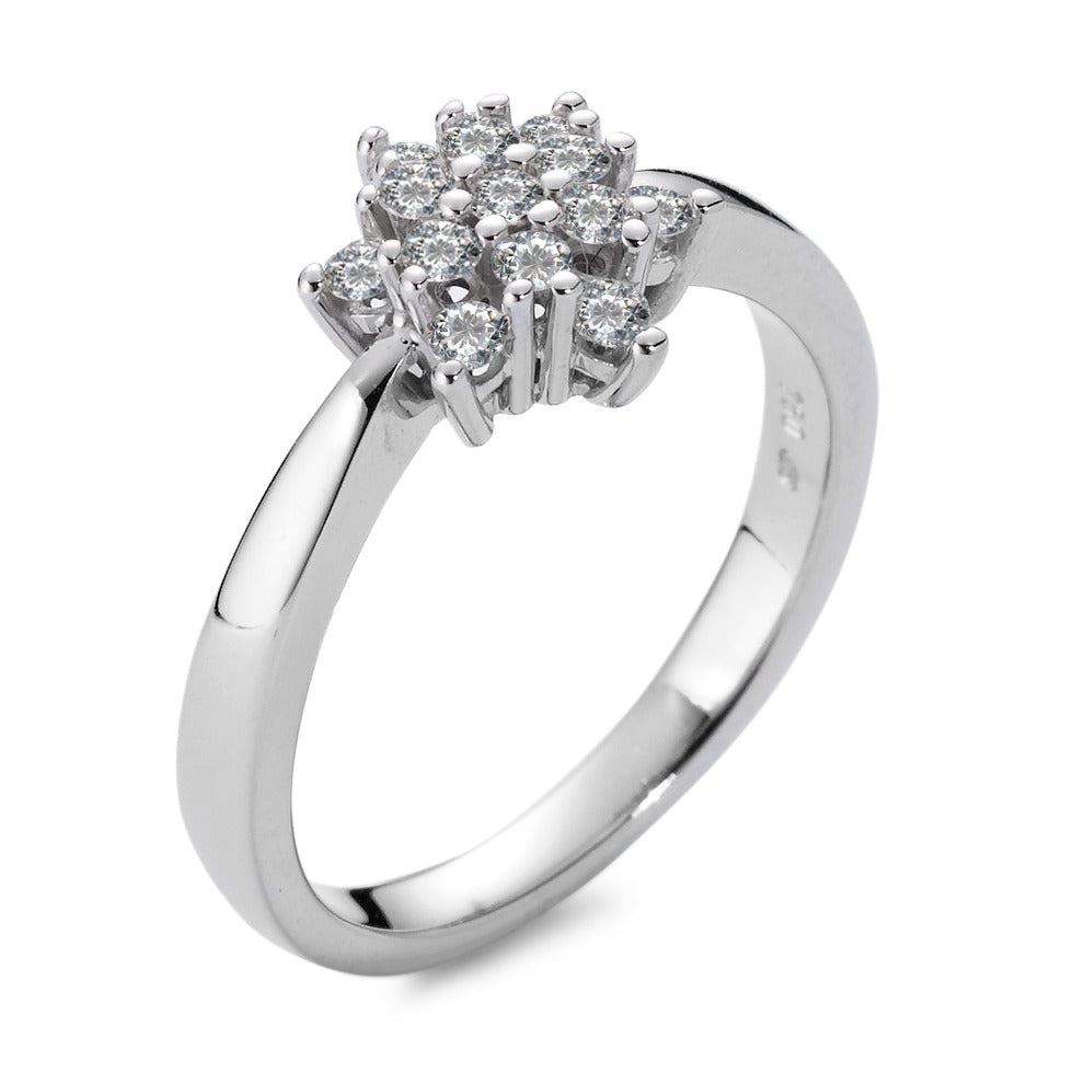 Ringe 750/18K hvidguld Diamant hvid , 0.33 ct, 13 Sten , [Brillant], w-si stjerne