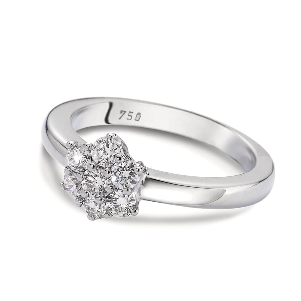 Solitaire ring 750/18K hvidguld Diamant hvid , 0.50 ct, 7 Sten , [Brillant], w-si