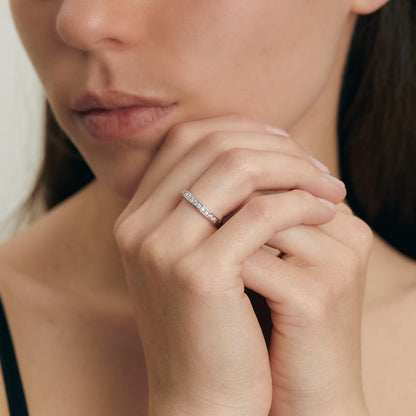 Memory ring 750/18K hvidguld Diamant hvid , 0.33 ct, 19 Sten , [Brillant], w-si