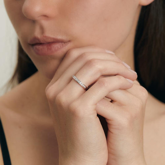 Memory ring 750/18K hvidguld Diamant hvid , 0.33 ct, 19 Sten , [Brillant], w-si