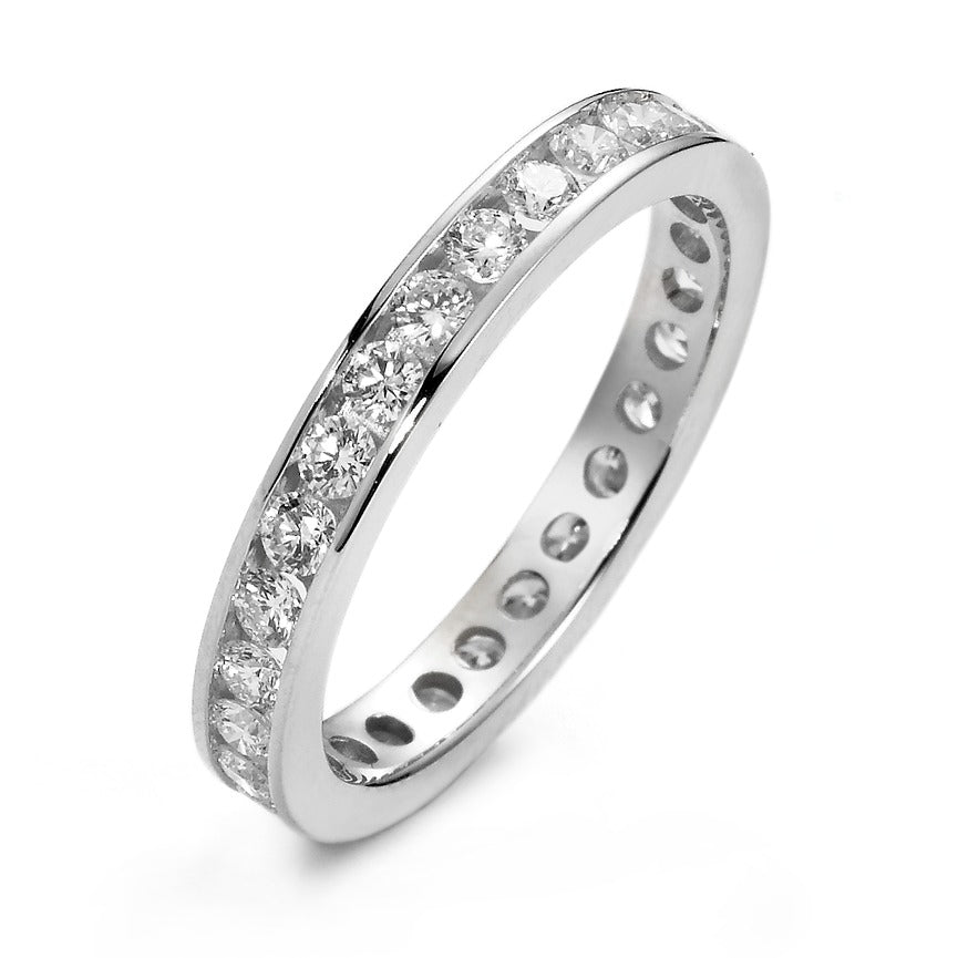 Memory ring 750/18K hvidguld Diamant hvid , 1 ct, 28 Sten , [Brillant], w-si