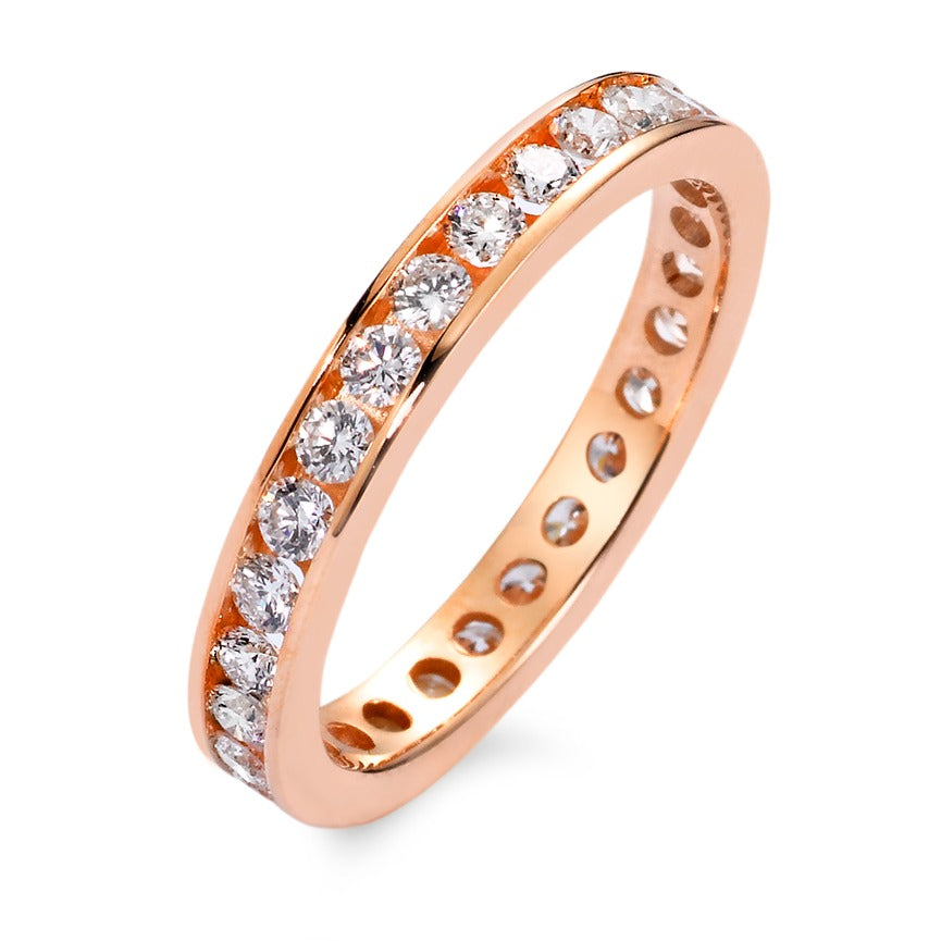Memory ring 750/18K rødguld Diamant hvid , 1 ct, 33 Sten , [Brillant], w-si