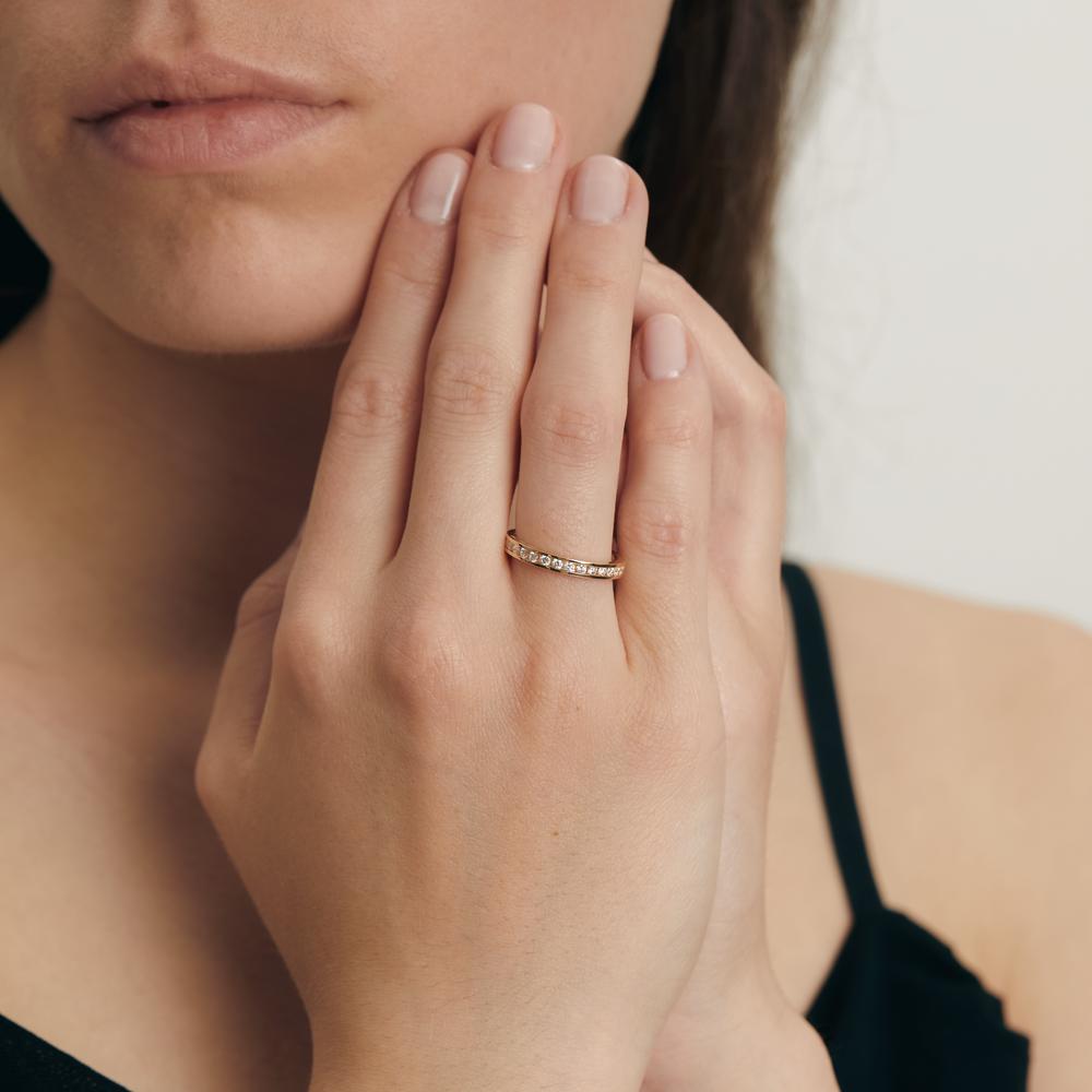 Memory ring 750/18K guld Diamant hvid , 0.65 ct, 34 Sten , [Brillant], w-si