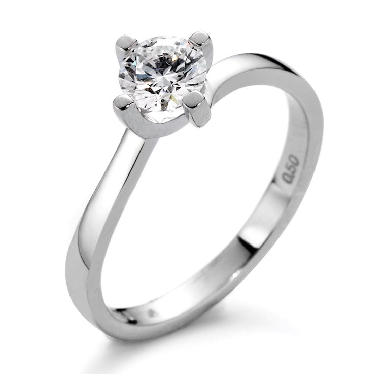 Solitaire ring 750/18K hvidguld Diamant hvid , 0.10 ct, [Brillant], w-si
