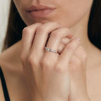 Solitaire ring 750/18K hvidguld Diamant hvid , 0.08 ct, 16 Sten , [Brillant], w-si, Diamant hvid , 0.32 ct, [Brillant], w-si
