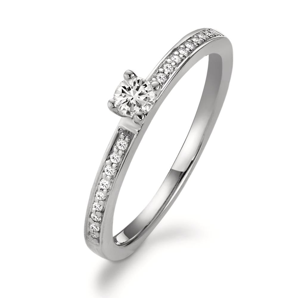 Solitaire ring 750/18K hvidguld Diamant hvid , 0.20 ct, [Brillant], w-si Ø3 mm