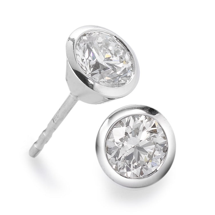 Ørestikker 750/18K hvidguld Diamant hvid , 0.35 ct, 2 Sten , [Brillant], w-si Ø5 mm