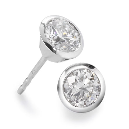 Ørestikker 750/18K hvidguld Diamant hvid , 0.35 ct, 2 Sten , [Brillant], w-si Ø5 mm
