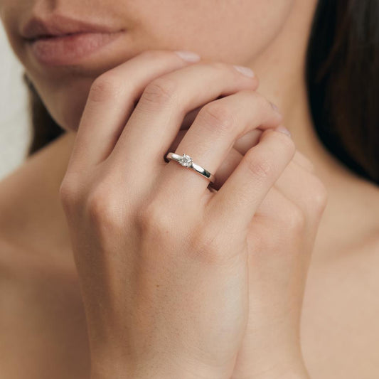 Solitaire ring 750/18K hvidguld Diamant hvid , 0.25 ct, [Brillant], w-si