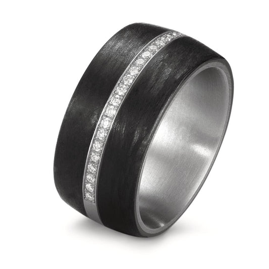 Ringe Rustfrit stål, Kulstof Diamant hvid , 0.175 ct, 25 Sten , w-si