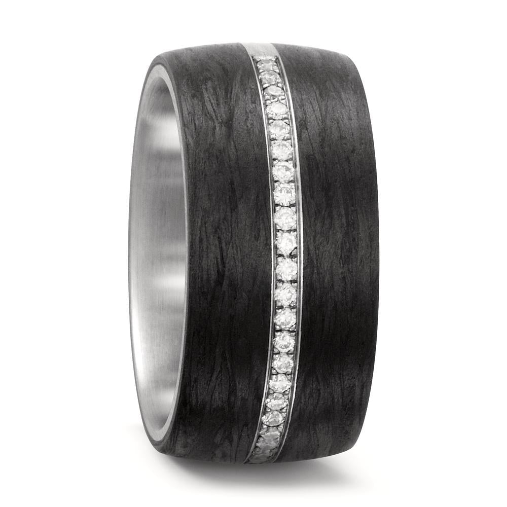 Ringe Rustfrit stål, Kulstof Diamant hvid , 0.175 ct, 25 Sten , w-si