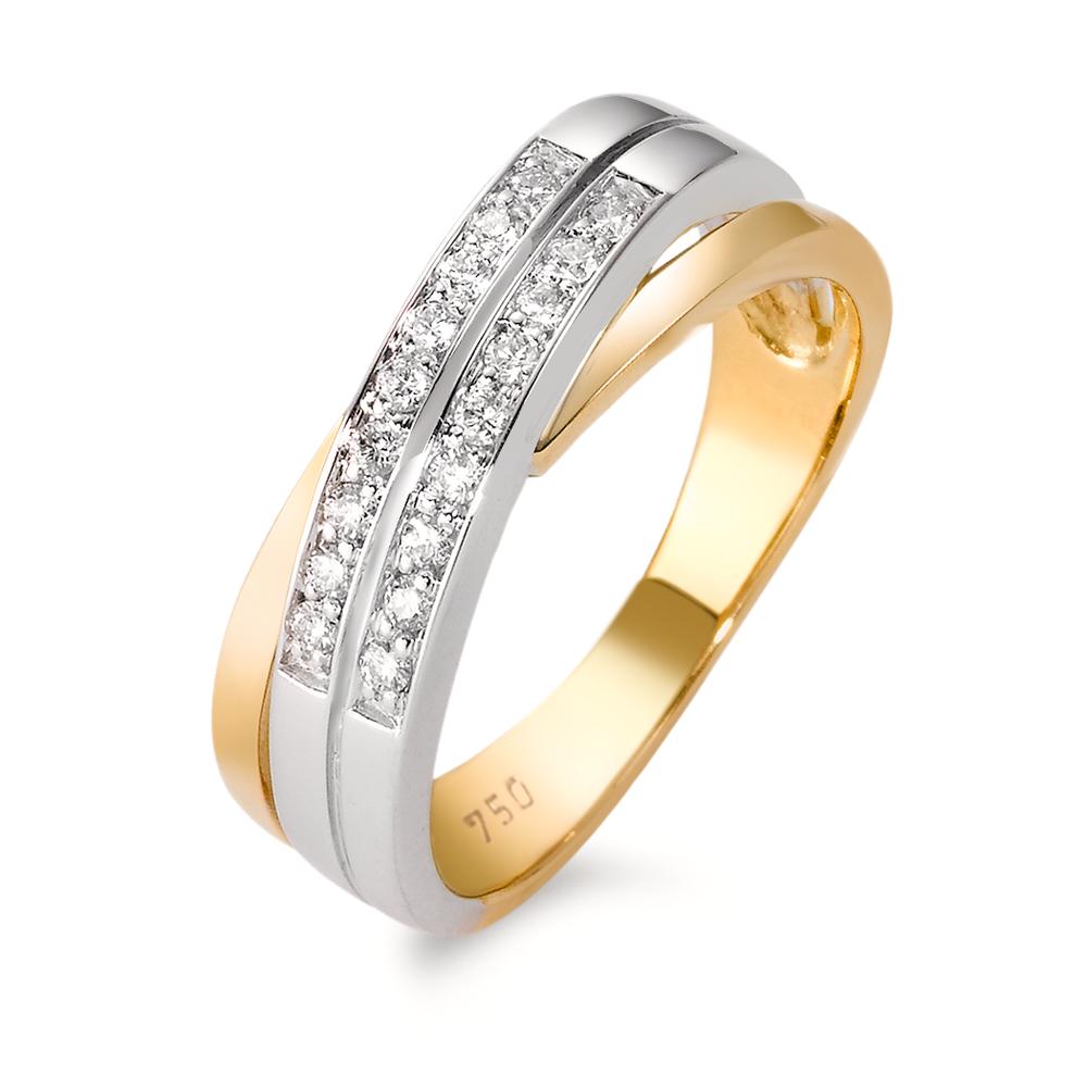 Ringe 750/18K guld, 750/18K hvidguld Diamant 0.17 ct, 18 Sten , w-si