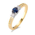 Ringe 750/18K guld, 750/18K hvidguld Diamant blå , 0.15 ct, 11 Sten , w-si