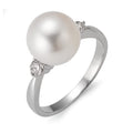 Ringe 750/18K hvidguld Diamant 0.24 ct, 2 Sten , w-si Ferskvands kulturperle hvid, 10 mm