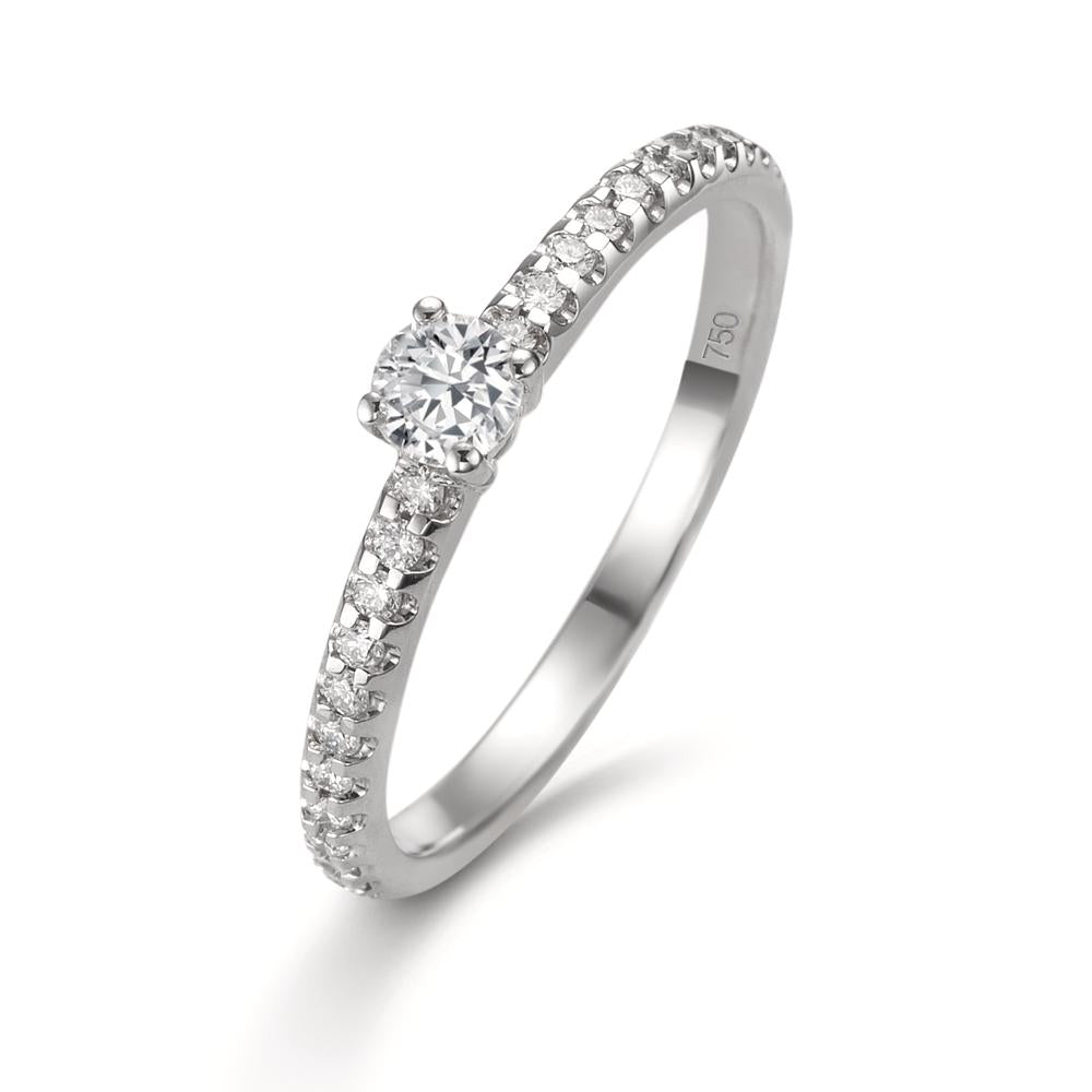 Solitaire ring 750/18K hvidguld Diamant 0.31 ct, 23 Sten , w-si