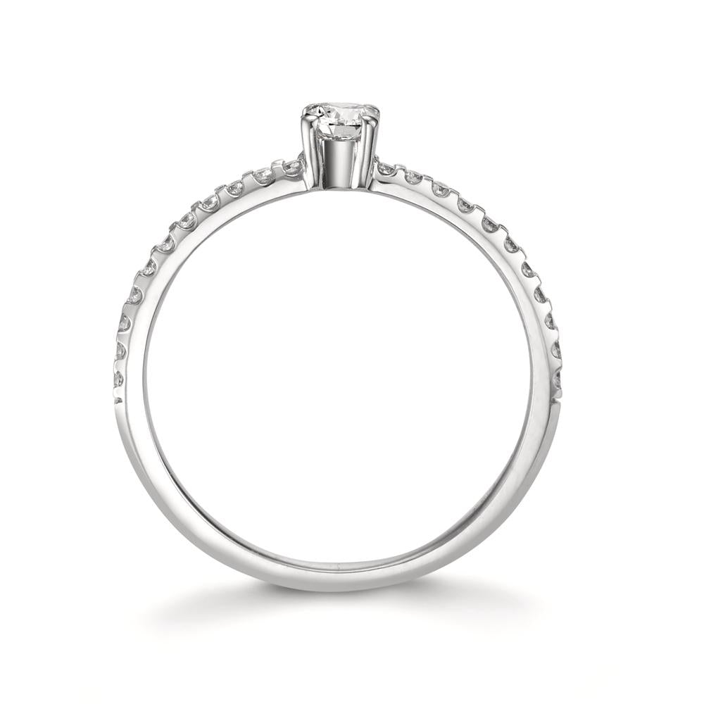 Solitaire ring 750/18K hvidguld Diamant 0.31 ct, 23 Sten , w-si