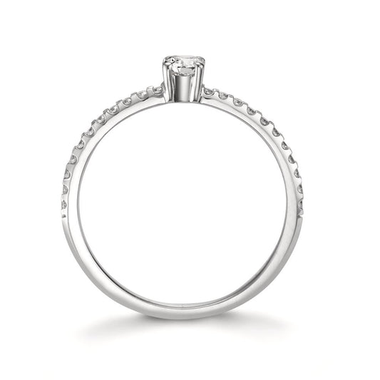 Solitaire ring 750/18K hvidguld Diamant 0.31 ct, 23 Sten , w-si