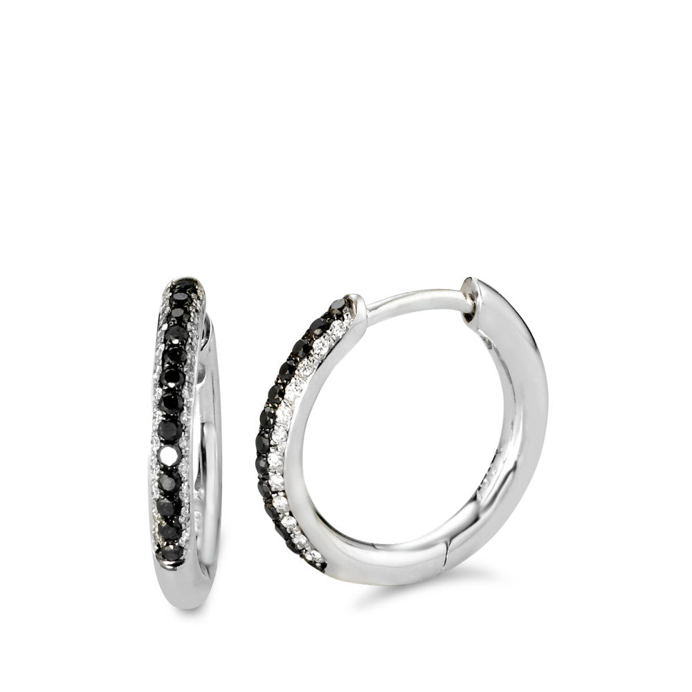 Click kreoler 750/18K hvidguld Diamant sort , 0.11 ct, 24 Sten , w-si