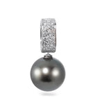 Vedhæng 750/18K hvidguld Diamant 0.20 ct, 20 Sten , w-si Tahitisk perle antrasit, 12.5 mm