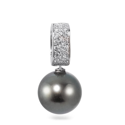 Vedhæng 750/18K hvidguld Diamant 0.20 ct, 20 Sten , w-si Tahitisk perle antrasit, 12.5 mm